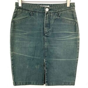 Chloe Blue Distressed Denim Jean Pencil Skirt Small 36